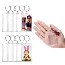 10pcs Acrylic Picture Frame Keychain, Transparent Key Ring - White - View 13
