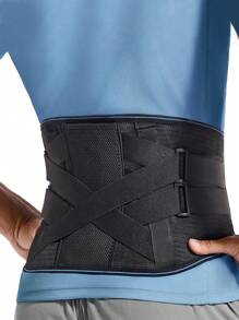 Faja lumbar para alivio de la parte baja de la espalda - Diseño de malla transpirable para mujeres y hombres con barras extraíbles para soporte de la parte baja de la espalda con 2 juegos de dureza diferente, accesorios para gimnasio - Negro - Ver 1