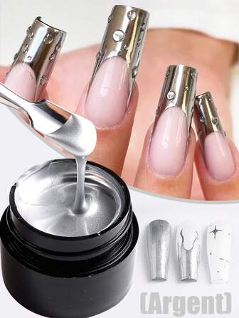 5ml Y2k美學超亮金屬塗料凝膠指甲油銀鏡凝膠指甲油花紋繪製線條法式指甲繪製鏡面丙烯酸指甲油繪製diy指甲藝術修飾