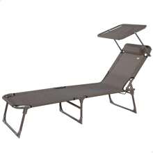 Color Baby Chaise longue pliante avec pare-soleil en textilène gris Aktive 193X53X30/75 cm (Color Baby 62288)