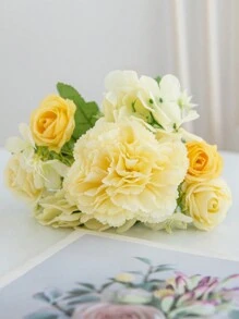 1 件/3 件人造玫瑰、绣球花、牡丹混合花束，婚礼新娘装饰，DIY 花环材料，生日派对，家居装饰，花瓶，户外花园，秋季，新年礼物 - 黃色 - 查看 4