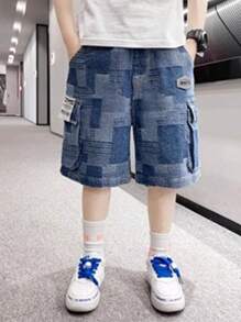 Tween Boy Summer 2024 New Style Children's Casual Denim Shorts , Lightweight Section