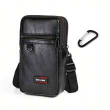 Stylish And Simple Solid Color Men's Lightweight Multi-Functional Crossbody Bag/Sling Bag/Mini Portable Adjustable Waist Bag With Scratch-Resistant And Wear-Resistant PU Leather, Summer Vacation Carry On Utility Waterproof Black Personalised Gifts Boyfriend Husband Freshman For Books Back To School Multi-Functional Dorm University School Bag Commute High School Practical Halloween Gifts For Men Fall Scream Men Bag Travel Bag Sling Bag For Men Winter Christmas Gifts Thanksgiving Purse Holiday Storage Bag Messenger Bag Shoulder Bag Bum Bag Belt Bag Rider Bag Fanny Pack - Black - View 13