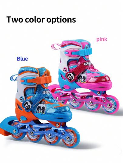  BABO PANDA FOR PANDA SOUL 1 Set High-End Fully Reflective Colorful High-Elastic PU Inline Roller Skates, Adjustable Size, Breathable Soft Lining, Suitable For Beginners & Training, With Protective Gear, Helmet, And Portable Roller Skating Bag, Unisex, Outdoor Leisure Inline Skates Set