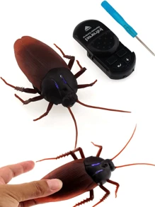 Rc I/r Cucaracha Coche De Control Remoto Vehículo Animal Juguete Electrónico Realista Falso Insecto Grande Con Ojos Luminosos Regalo Para Niños - Marrón - Ver 2