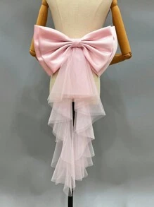 1 chiếc thắt lưng satin trắng trang trí nơ với dải ruy băng lưới bất đối xứng, phụ kiện ngày Valentine - Nhiều màu - Xem 8