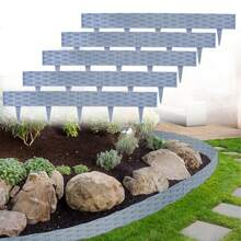 LILIIN Rattan Look Bed Edging Lawn Edge Set Anthracite / Grey / Brown Bed Edging Plastic Lawn Border Bed Fence 5m / 10m Bed Border Garden Palisades - 淺灰色 - 查看 1