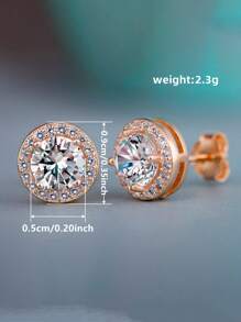 1 Pair Simple S925 Sterling Silver Cubic Zirconia Stud Earrings Fashion Ear Jewelry For Women Gift Fine Jewelry