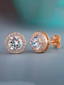 1 Pair Simple S925 Sterling Silver Cubic Zirconia Stud Earrings Fashion Ear Jewelry For Women Gift Fine Jewelry