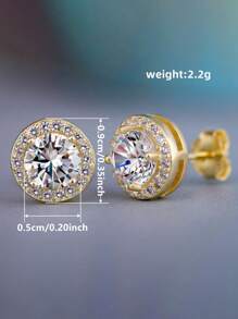 1 Pair Simple S925 Sterling Silver Cubic Zirconia Stud Earrings Fashion Ear Jewelry For Women Gift Fine Jewelry