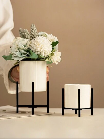 1 件瓷花瓶，现代双色花瓶，用于花卉和家居装饰、家居装饰、花瓶、中心装饰、桌面装饰、婚礼装饰、中心装饰、桌面装饰、派对