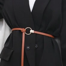 Elegant 1pc Camel-Colored Simple Decorative Belt For Women, Suitable For Matching Coat, Skirt, Shirt And Sweater, Ins Style Knotted Waist Decoration For Women