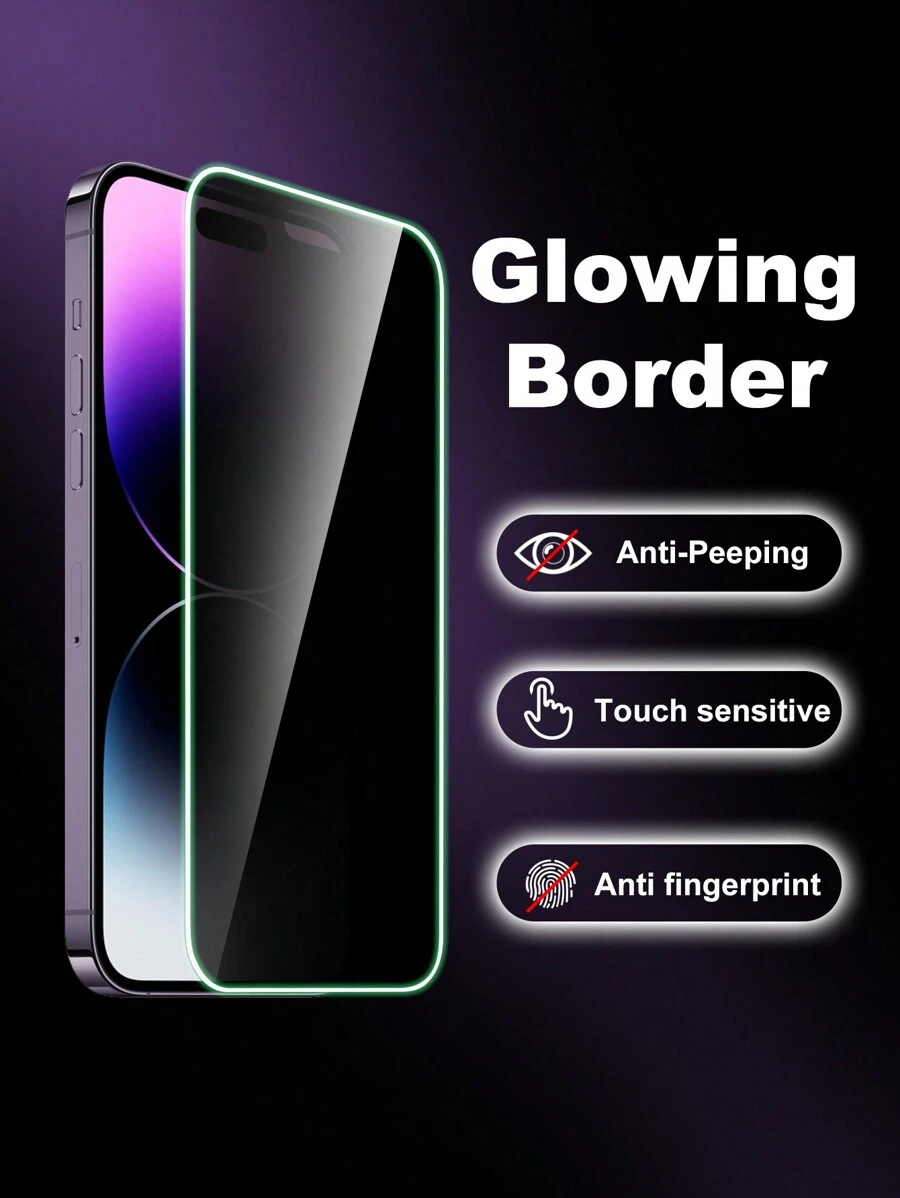 1 件白色防偷窥夜光苹果钢化玻璃屏幕保护膜，适用于 14 6.1 英寸、13、13 Pro 6.1、15、15 Pro Max、16、16 Pro、16 Pro Max、17、17 Pro、17 Pro Max、AIR - 白色 - 查看 1