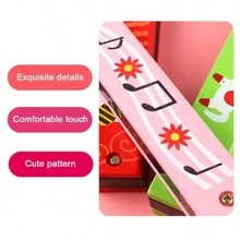 1 pieza Juguete armónica de madera pintada, órgano de boca de dibujos animados de 16 agujeros, instrumento musical de viento de madera para principiantes para niños, ayuda de enseñanza musical - Multicolor - Ver 6