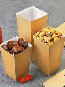 10pcs Popcorn Paper Boxes For Chicken Popcorn Packaging Gift Bag Party Kitchen - Multicolor - View 3