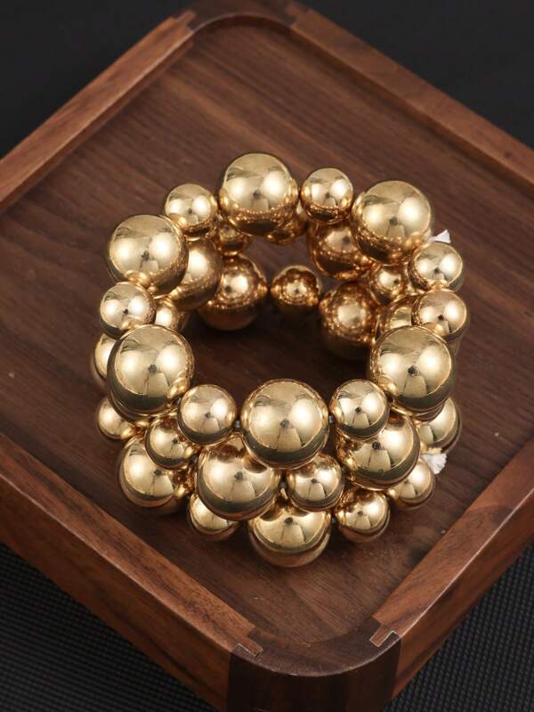 3pcs/Set Goth Vintage Big CCB Chain Bracelets Women Classic Elastic Strand Beads Charm Bangles Grunge Couple Hand Jewelry