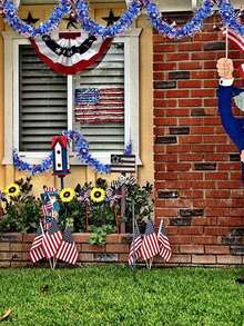 10pcs Independence Day Red White Blue Garland 4th Of July Independence Day For Tree Stairs Mantle Hanging Oranment Patriotic Tinsel Garland Hanging Streamers Decorations Outdoor Indoor Party Supplies Celebration Holiday Decorations - Blue - View 9