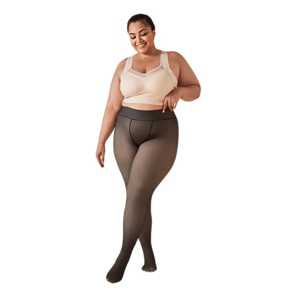Kit 2 Meia Calça Térmica Plus Size Peluciada Translucida de Lã Super Elástica Slim Peça Quente De Inverno - Preto Do G1 Ao G4