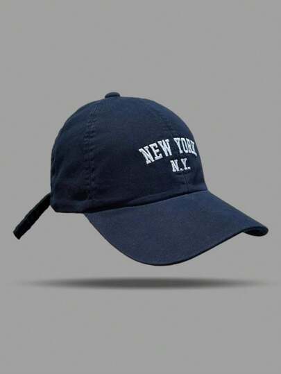 Boné NY Aba curva, Lavado Estonado, Strapback New York, Perfumado para uso diário, casual