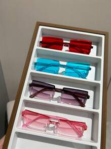 4pcs Women's Premium Square Glasses For Outdoor Street Snap