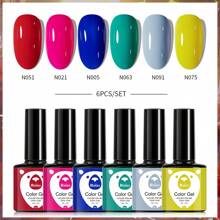 XEIJAYI XEIJAYI 6Pcs 7.3Ml Nail Gel Polish Set UV LED Soak Off Gel Polish: Get Creative With Colorful Mousse Gel Nail Polish For Home Salon Nail Art DIY For