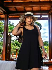 Vestido Plus Size Regata Curto Soltinho para Verão Passeio Festa REF: 24 - Preto - Visão 8
