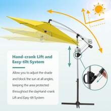SUNBURY 10Ft Outdoor Patio Umbrella Patio Offset Umbrella Yard Umbrellas With 360 Degree Rotation Cantilever Sun Shade For Backyard, Lawn, Deck - 黃綠色 - 查看 3