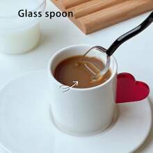 1 pièce Cuillère en verre à vagues colorées pour usage domestique, pour le café, le lait, le jus, les desserts ; cuillère à remuer en verre créative, cuisine, cadeau de Noël