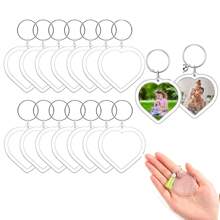 10pcs Acrylic Picture Frame Keychain, Transparent Key Ring - White - View 15