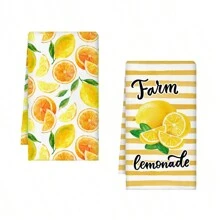 2 Pieces Set, Fresh Lemon Kitchen Towel Lemon Summer Dish Towel Hand Towel Decorative Tea Towel Lemon Bathroom Kitchen Decoration, For Housewarming Gift Dining, Home, Wedding, Banquet, Picnic Buffet Dish Towel, Kitchen Bathroom Supplies - Multicolor - View 7
