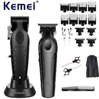 Kemei Kemei 2296 Barber Cordless Hair Trimmer 0mm Zero Gapped Carving Clipper Detailer Professional Electric Hair Cutting Machine Kemei 2299 Barber Cordless Hair Trimmer 0mm Zero Gapped Carving Clipper Detailer Professional Electric Finish Cutting Machine