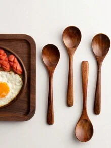 2pcs Simple Nanmu Wood Spoon Set,Kitchen,Christmas Gift,School Supplies
