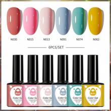 XEIJAYI XEIJAYI 6Pcs 7.3Ml Nail Gel Polish Set UV LED Soak Off Gel Polish: Get Creative With Colorful Mousse Gel Nail Polish For Home Salon Nail Art DIY For