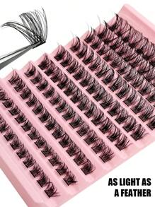 Asiteo 120片簇状假睫毛，精致D型卷翘浓密睫毛，长度8-16毫米，DIY睫毛嫁接，在家轻松打造自然根根分明的睫毛效果 - D - 查看 4