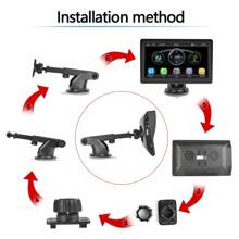 Portable Wireless Carplay Dash Mount, 7 Inch Protable Android Auto Car Screen, Car GPS Navigation System With Mirror Link/Bluetooth/FM Transmitter//Siri/USB - Black - View 4