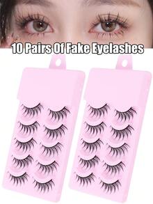 10/15/20入組漫畫動畫睫毛，仿貂絨逼真輕盈3D捲翹眼睫毛，適用於韓國、日本、亞洲的Cosplay妝容、卡通可愛眼睛瞪人睫毛 - 尖尾漫畫款 - 查看 7