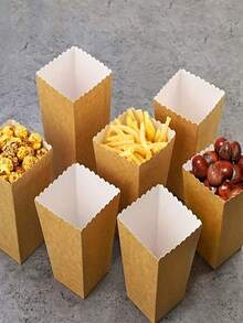 10pcs Popcorn Paper Boxes For Chicken Popcorn Packaging Gift Bag Party Kitchen - Multicolor - View 6