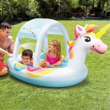 Intex Piscina hinchable Unicornio con ducha y techo (Capacidad 130 litros) (+ 2 años) 254x132x109 cm (Intex 58435) ✅ Entrega 24/48h a España (península)