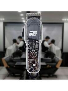 FD Hair Clipper Cortadora de pelo transparente inalámbrica profesional para peluquería Afeitadora recargable eléctrica USB Máquina de doble litro, transparente con pantalla LCD, Máquina de corte de cabello eléctrica para hombre y mujer - Multicolor - Ver 4