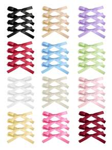 48pcs/Set Simple & Fashionable Sweet Bowknot Ribbon Hair Clips For Women, Various Colors, Suitable For Daily Use Cute Valentine's Day Valentines,Hair Accessories,Hair Barrettes Claw Clips, School Stuff, Head Accessories - Multicolor - View 1