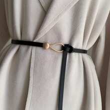 1pc Black Simplicity Style Decorative Belt For Women's Dresses, Shirts, Sweaters, Coats With A Knotted Design As An Ins Style Waist Accessory Halloween