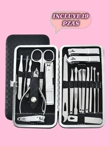 19 Pieces Multifunction Stainless Steel Manicure And Pedicure Set - Black - View 2