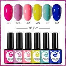 XEIJAYI XEIJAYI 6Pcs 7.3Ml Nail Gel Polish Set UV LED Soak Off Gel Polish: Get Creative With Colorful Mousse Gel Nail Polish For Home Salon Nail Art DIY For