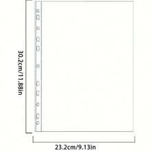 100pcs File Bags, 11.88 X 9.13 Inches 11-Hole Plastic Page Protectors, Binder For Document Paper,Protective Cover, Binder,Transparent Protective Cover, Transparent File Bag, Folder - Clear - View 2