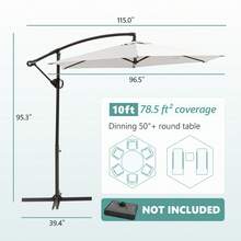 SUNBURY 10Ft Outdoor Patio Umbrella Patio Offset Umbrella Yard Umbrellas With 360 Degree Rotation Cantilever Sun Shade For Backyard, Lawn, Deck - 白色 - 查看 5
