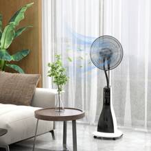 Ventilatore Nebulizzatore con Serbatoio 3L, Timer, 3 Modalità e 3 Velocità, Ventilatore a Piantana in Metallo e ABS, 44.5x38.5x120 cm, Bianco e Nero - nero - Visualizzare 3
