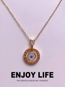 สร้อยคอตาปีศาจใหม่ปี 2024 จี้โซ่ไหปลาร้าไม่ซีดจางสำหรับผู้หญิงทำจากเหล็กไทเทเนียมเคลือบทอง 18K ประดับด้วยเพชรหลากสีและเซอร์โคเนียเหมาะสำหรับแฟชั่นฮิปฮอปที่หรูหราและลึกลับ - ดวงตาปีศาจสีเงินสีทอง - ดู 14