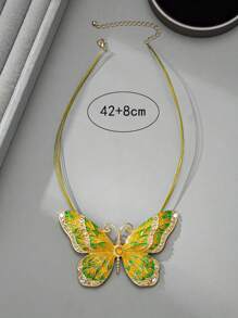 1 buc. Colier vintage elegant cu fluture dulce cu strasuri, potrivit pentru festivaluri pentru femei, zile de naștere, întâlniri, petreceri, nunți, sărbători, cumpărături, navetă și accesorii zilnice