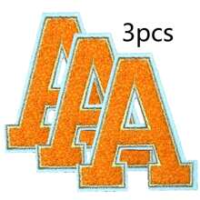 3 件 A-Z 3.15 英寸大号雪尼尔刺绣字母贴片，熨烫缝制字母贴片，用于衣服、夹克、帽子、书籍、背包的缝制贴花 - DIY 刺绣用品 - 白色 - 查看 130