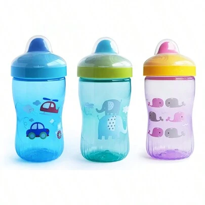 Taza de agua de pato de dibujos animados de alta capacidad y antifugas, taza de bebida anti-goteo de boca ancha para niños y utensilios de entrenamiento para bebés